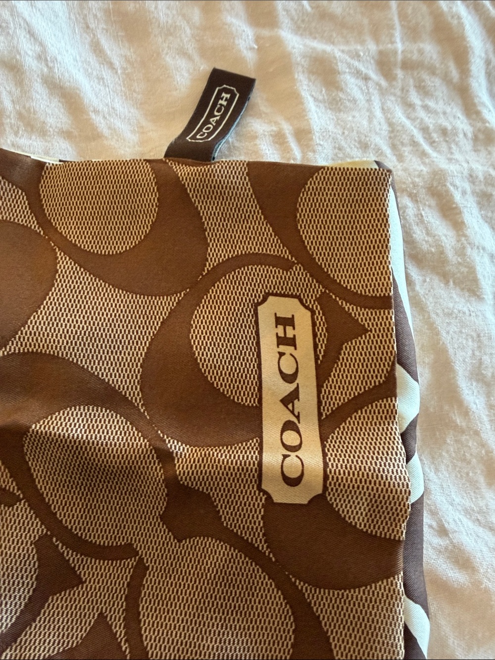 Vintage Coach Brown Signature & Zebra Print Silk Scarf - Picture 4 of 6